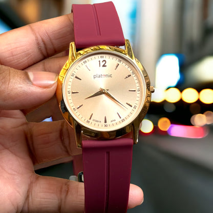 Platonic Multi color Premium Maroon belt Timepiece