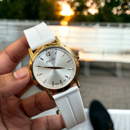 Platonic Multi color Premium white belt Timepiece