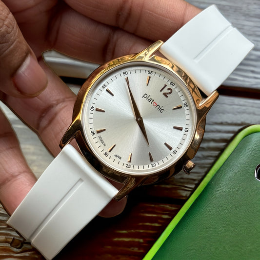 Platonic Multi color Premium white belt Timepiece